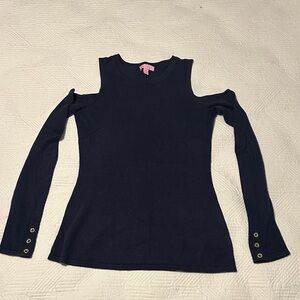 Women's Lilly Pulitzer Navy Cold Shoulder Top